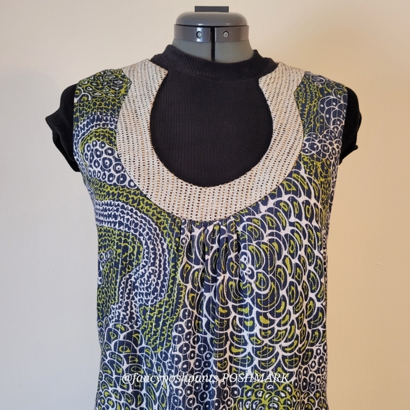 TRINA TURK metallic detail  green blue high quality cotton fully lined dress lux - Picture 13 of 16